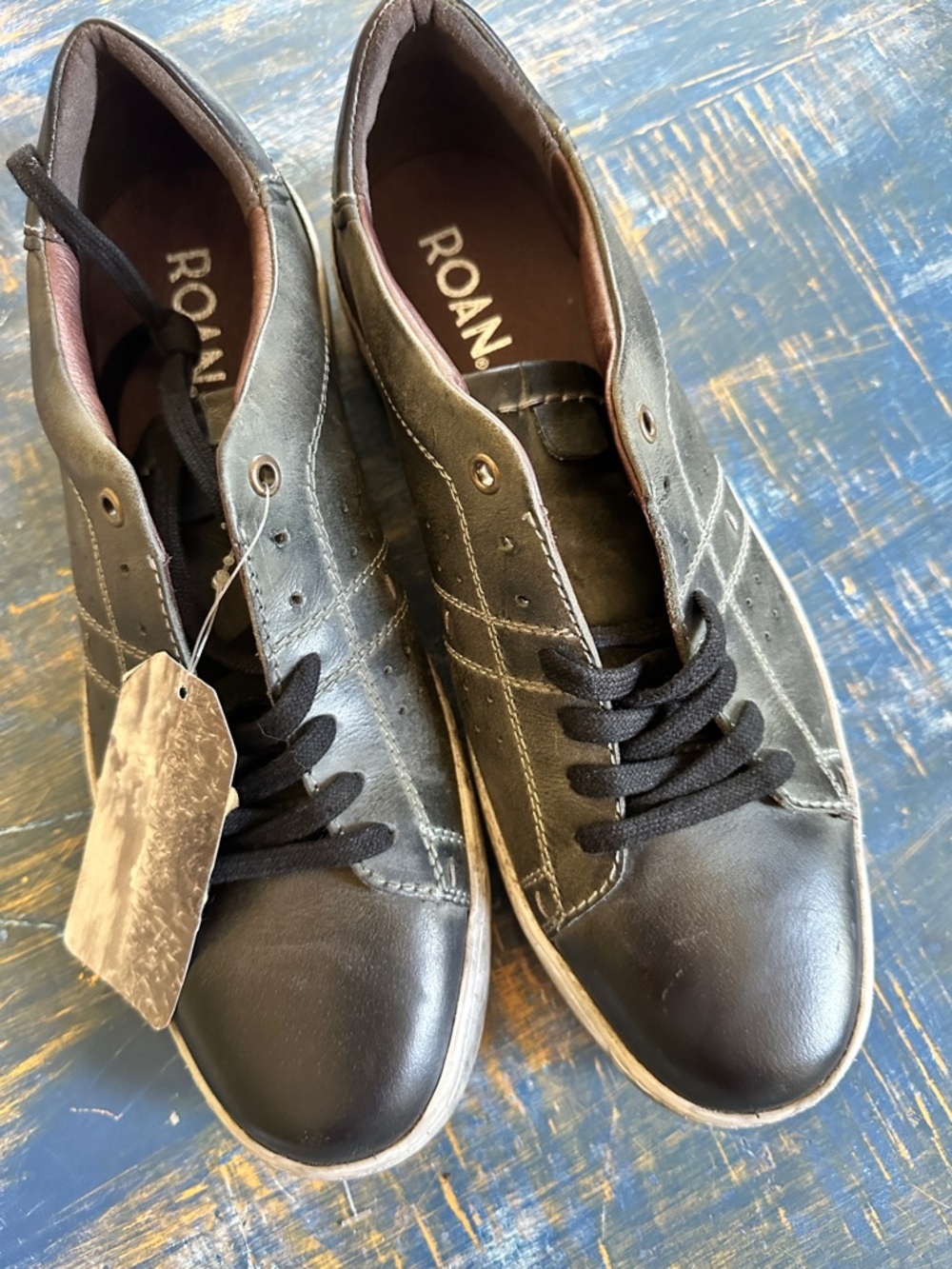 ROAN By Bed Stu Mens Henson Grey Burnished Distressed Leather Shoes Sz 13 NWOB